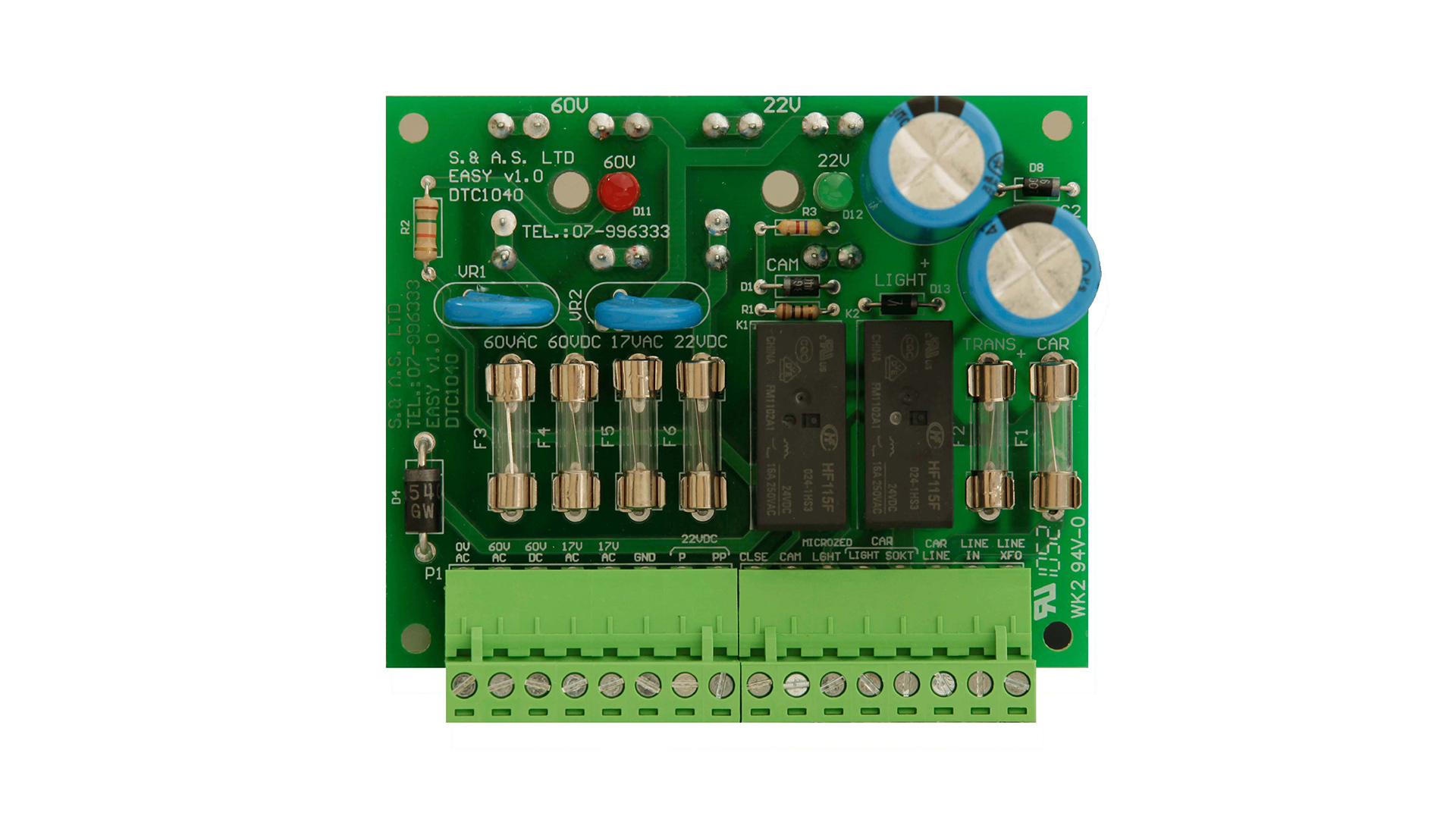 RECTIFIER BOARD FOR DC SUPPLIES WITH FUSES AND RELAYS EASY